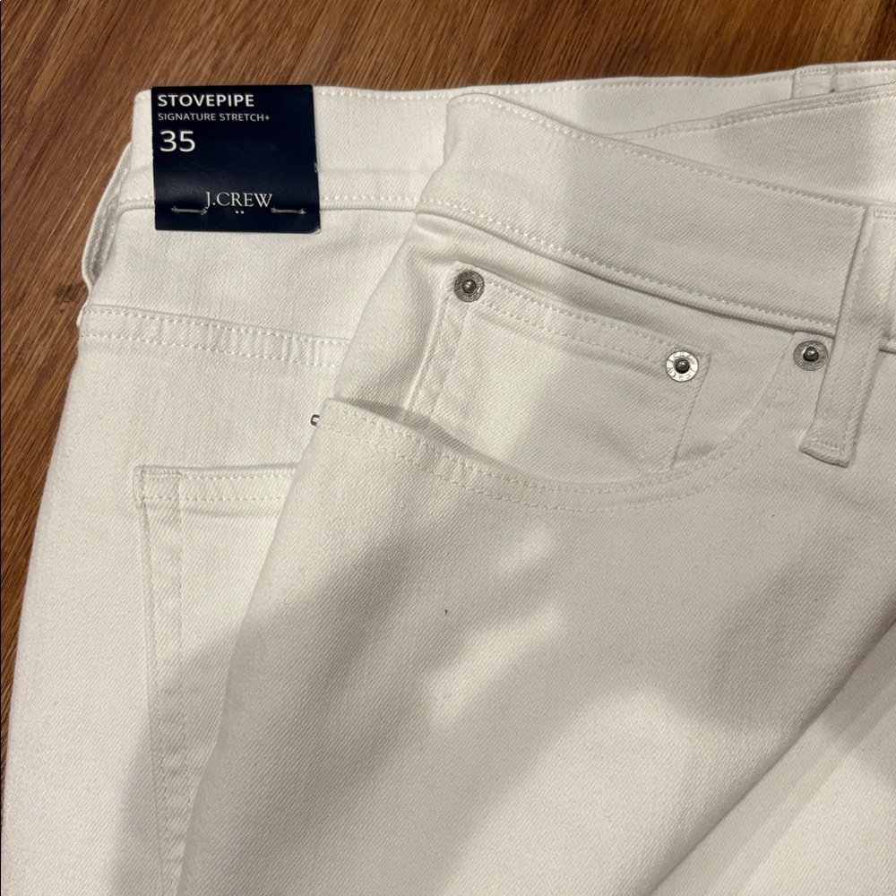 J Crew White stovepipe straight jean in signature stretch+